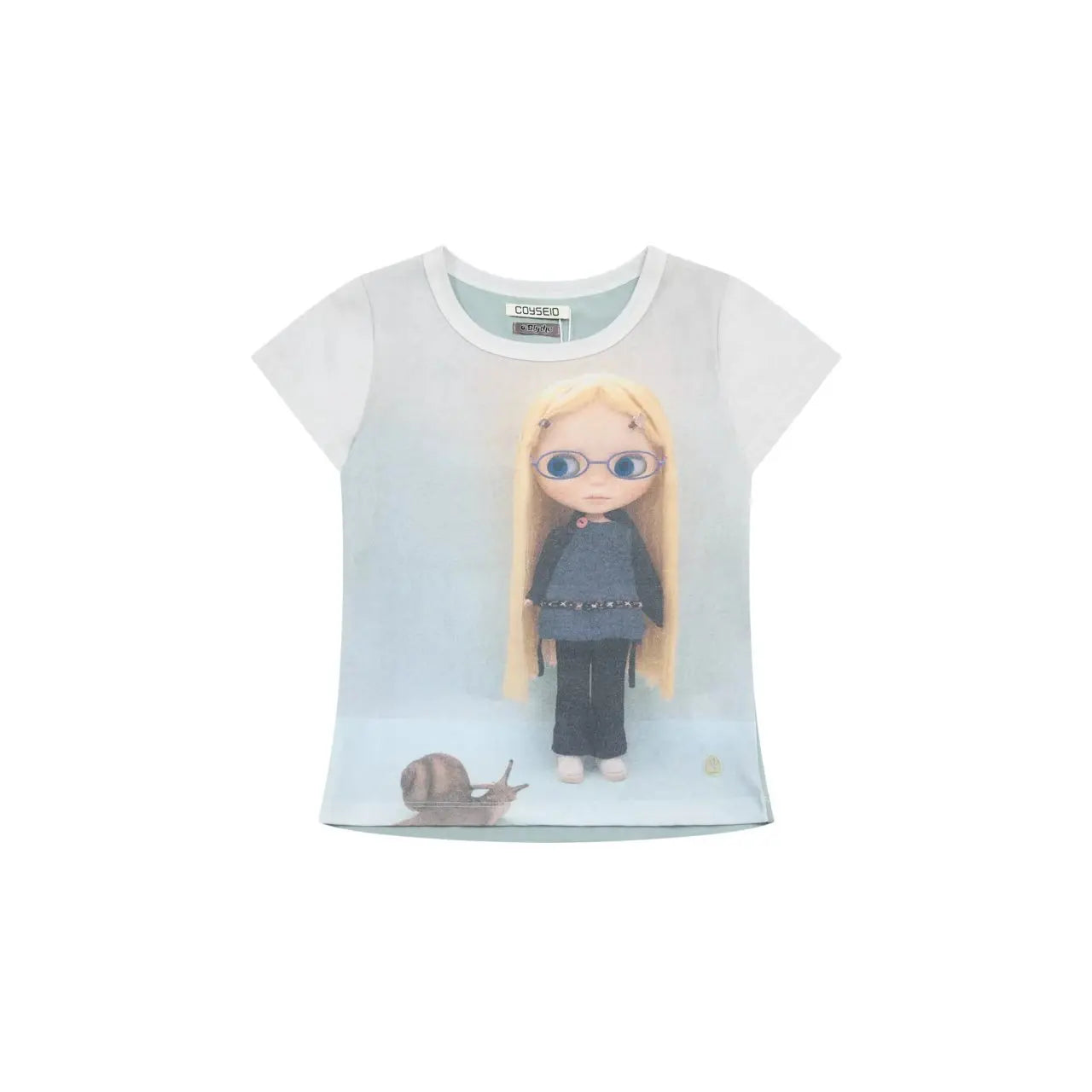 Coyseio Star Printed Short Sleeve Women's New Style Small Cloth Doll Co branded Shoulder Loose T-shirt for Women