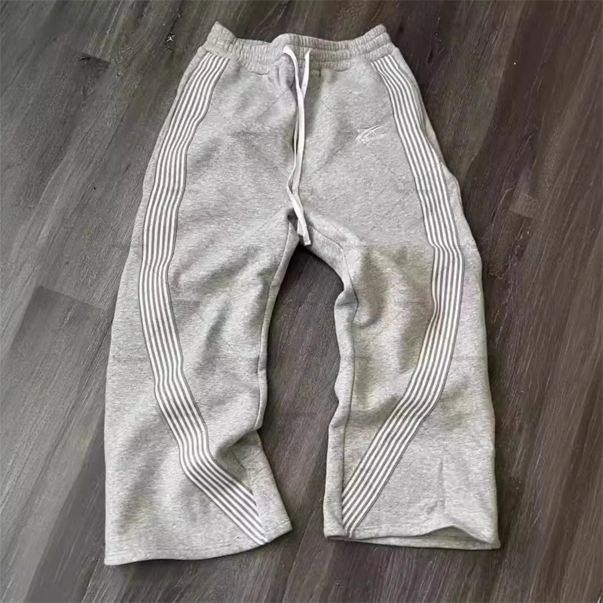 Y2k Baggy Black Hip Hop Pants Women's Drawstring Straight Leg Loose Striped Jogging Harajuku Sweatpants Retro Women's Streetwear