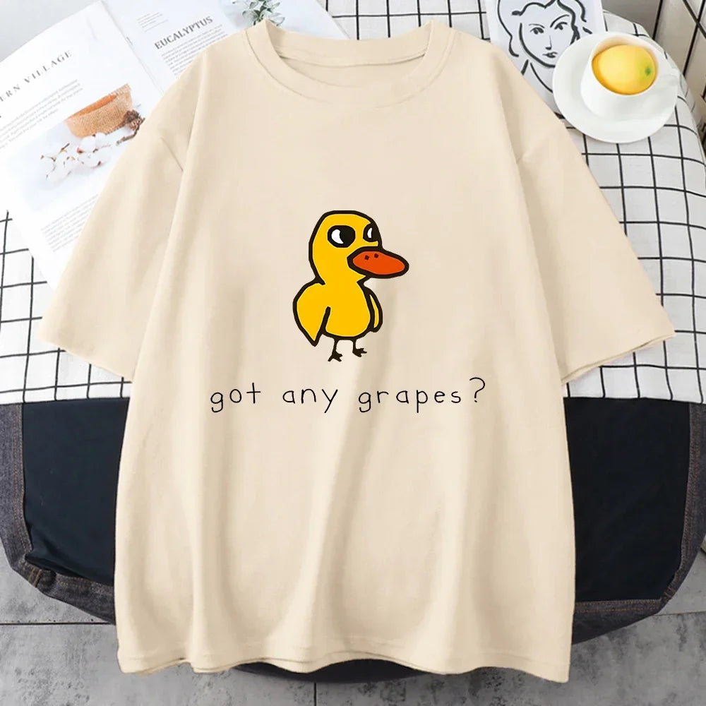 The Duck Song Got Any Grapes T Shirts Funny Patterns Manga/Comic Tshirts 100% Cotton T-shirts Originality Short Sleeve Fashional