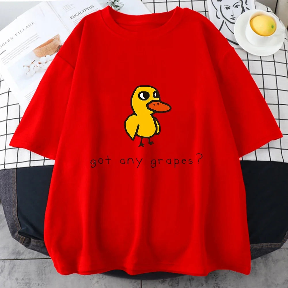 The Duck Song Got Any Grapes T Shirts Funny Patterns Manga/Comic Tshirts 100% Cotton T-shirts Originality Short Sleeve Fashional