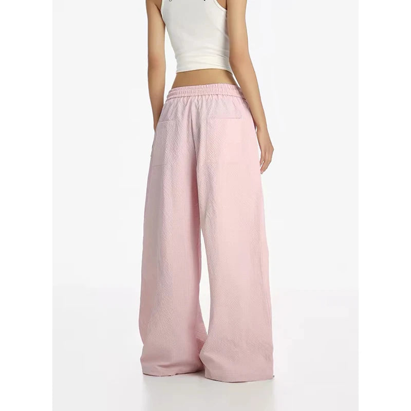 YIBASHU Women's Pink Baggy Pants Oversize Sweatpants Star Long Pants Harajuku Japanese 2000s Style Y2k Vintage Trousers Clothes