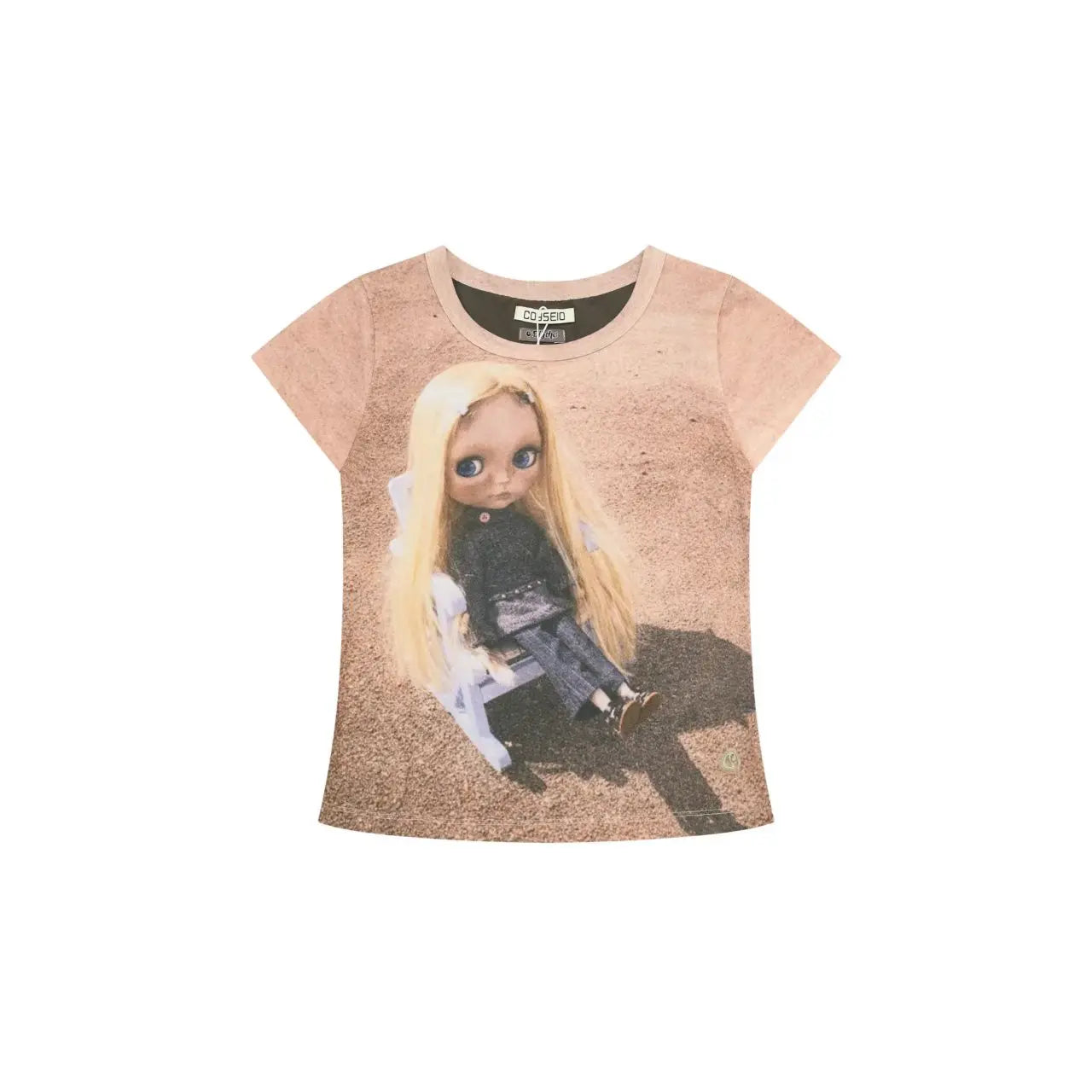 Coyseio Star Printed Short Sleeve Women's New Style Small Cloth Doll Co branded Shoulder Loose T-shirt for Women