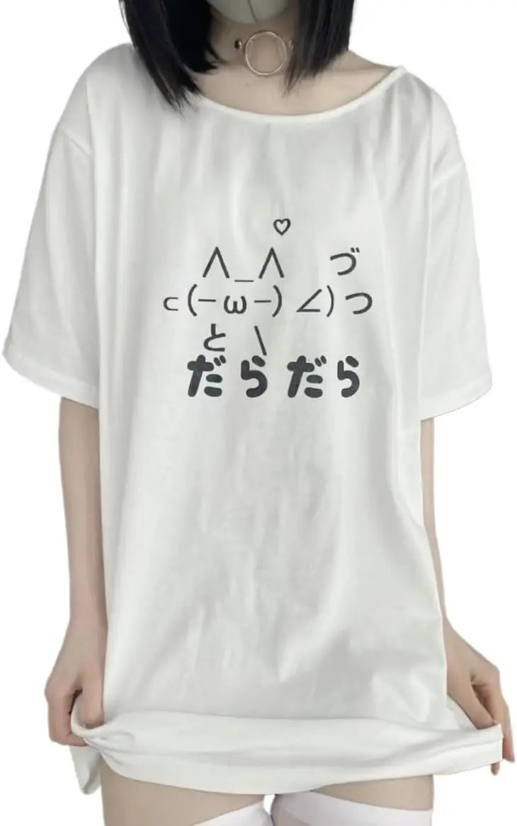 ZITEZHGO Cute Japanese Cartoon T-Shirt for Girl Teen Women Y2K Kawaii Short Sleeve Crewneck Tops Tee Clothes